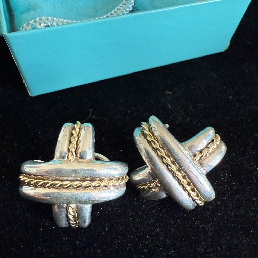 Elegant Silver and Gold Earrings Tiffany &Co